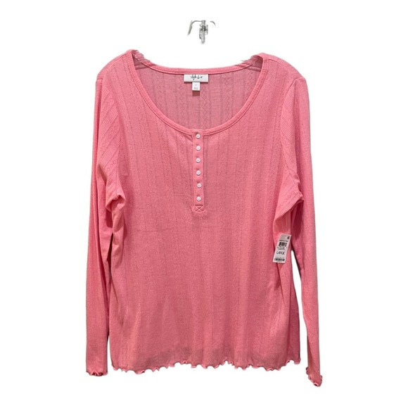 Style & Co. Tops - Style & Co. Pointelle Knit Henley Top Antique Peach Size Large